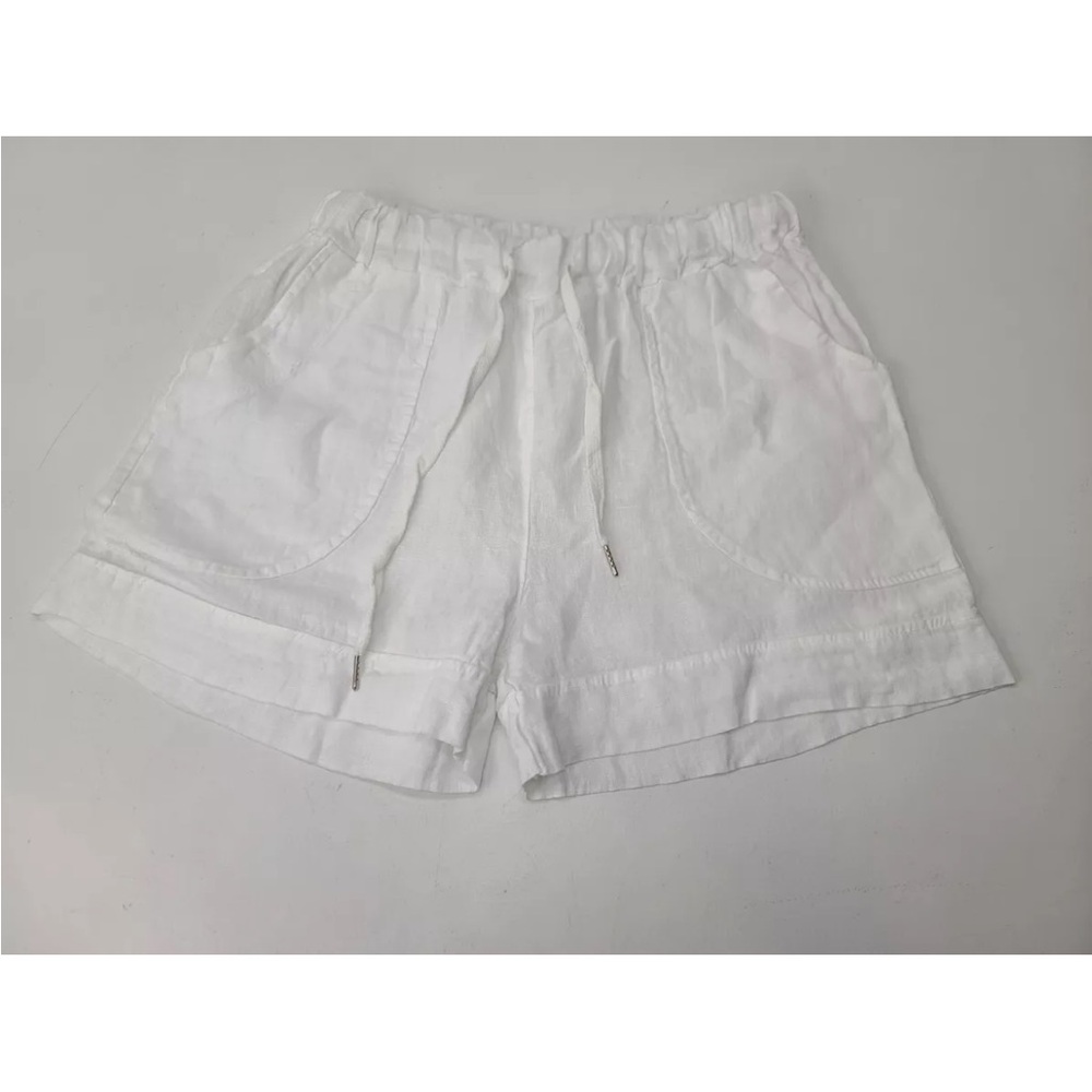 Meo Meli White Italian Fun Linen Shorts One Size Womens